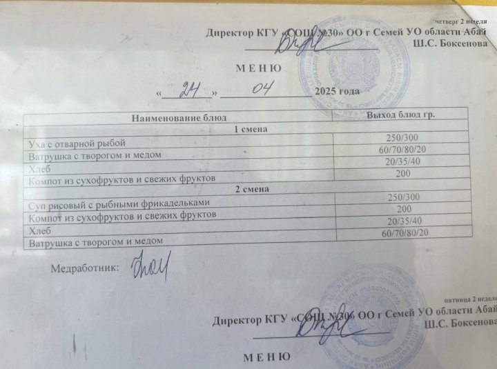 24 сәуір, мәзірдің фотосы