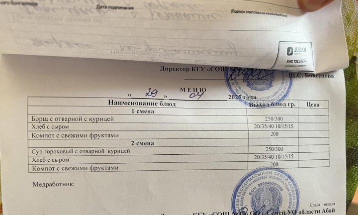 29 сәуір, мәзірдің фотосы