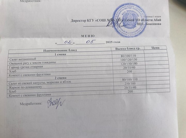 2 мамыр, мәзірдің фотосы
